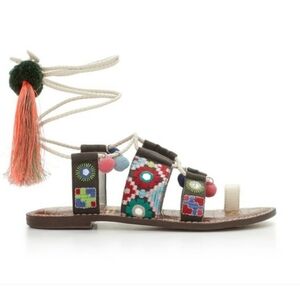 Sam Edelman Gretchen Gladiators 6.5 anthropologie embroidered tassel sandals